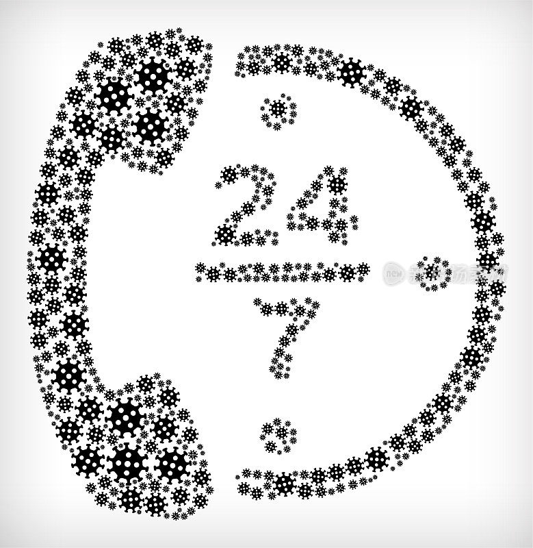 24/7电话服务流感冠状病毒图标模式